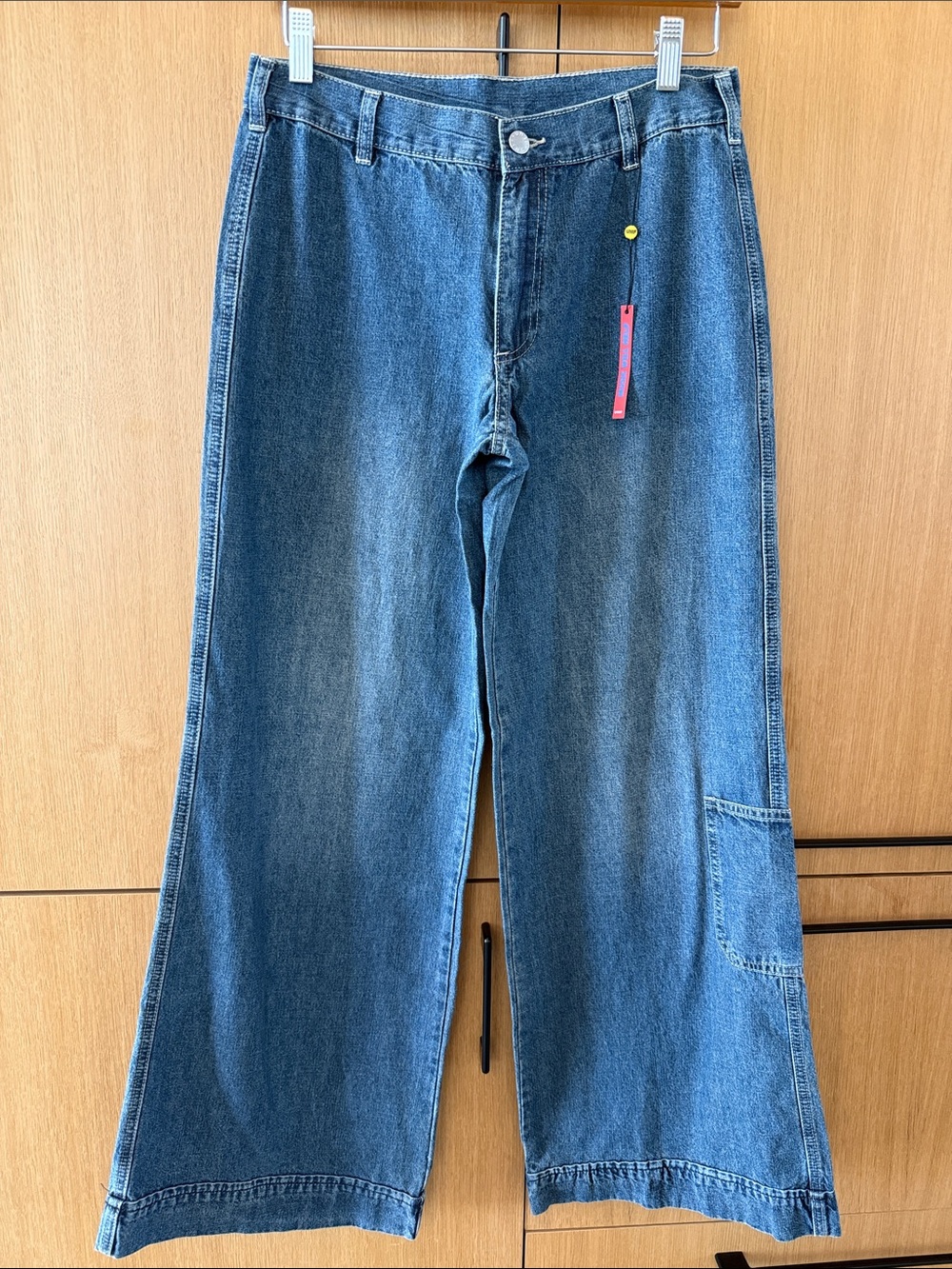 UNIF Serif Denim Pants Wide Leg Medium Wash Utility Jeans size 26 NWT